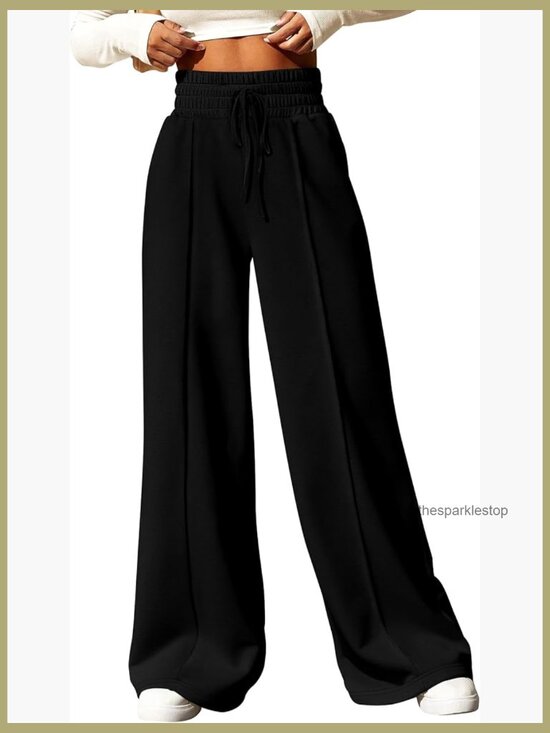 Pants - Wide Leg Sweatpants with Pockets Casual Loose Joggers Lounge Pants